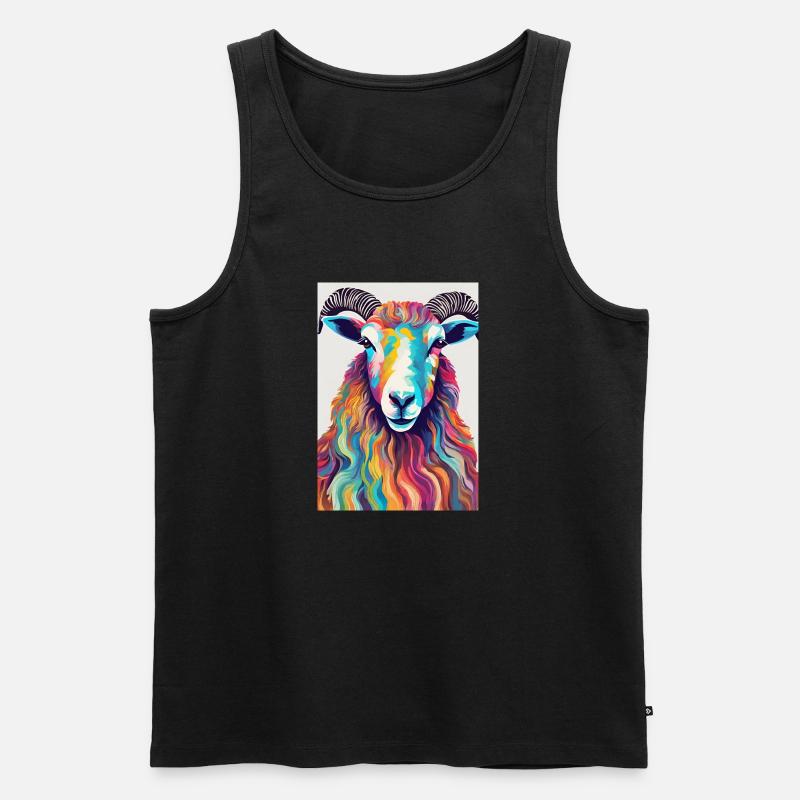 Bunter Schafbock - Männer Premium Bio Tank Top - Schwarz