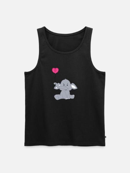 Bébé éléphant avec montgolfière coeur - Débardeur bio Premium Homme - noir