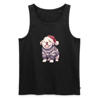 Christmas Motif with Cute American Bulldog - Men's Premium Organic Tank Top - black - Front - Michal (187cm)