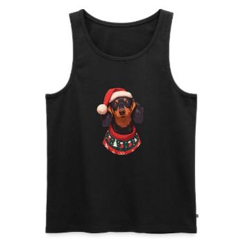 Weihnachtsmotiv mit einem Dackel - Männer Premium Bio Tank Top - Schwarz - Vorne - Michal (187cm)