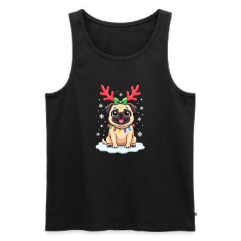 Puggy Noël Carlin Père Noël Vadrouilles Weihnachten - Débardeur bio Premium Homme - noir - Devant - Michal (187cm)