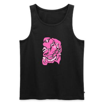Abstrakte rosa Katze - Männer Premium Bio Tank Top - Schwarz - Vorne - AI Model Male 178 light (178cm)