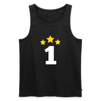 1 an étoile - cadeau de 1e anniversaire - Débardeur bio Premium Homme - noir - Devant - AI Model Male 178 light (178cm)