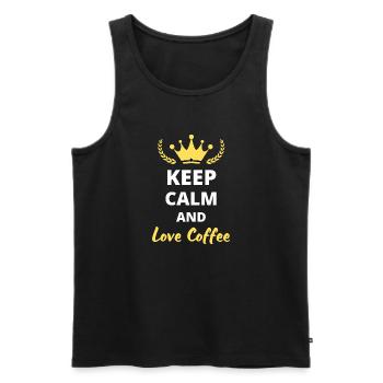 "Keep Calm and Love Coffee" - Coffee Fans - Men's Premium Organic Tank Top - black - Front - AI Model Male 178 light (178cm)
