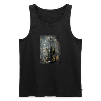 Élégance ornementée – Art du violon noir et or - Débardeur bio Premium Homme - noir - Devant - AI Model Male 178 light (178cm)