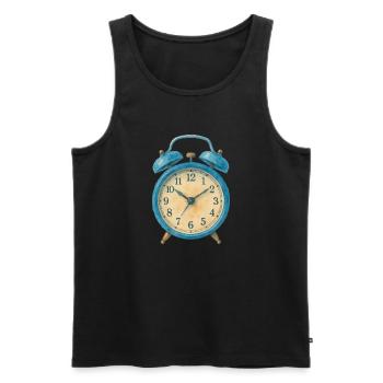 wecker uhr aquarell - Männer Premium Bio Tank Top - Schwarz - Vorne - AI Model Male 178 light (178cm)