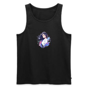 Asian Urban Girl - Yumi - Men's Premium Organic Tank Top - black - Front - AI Model Male 178 light (178cm)