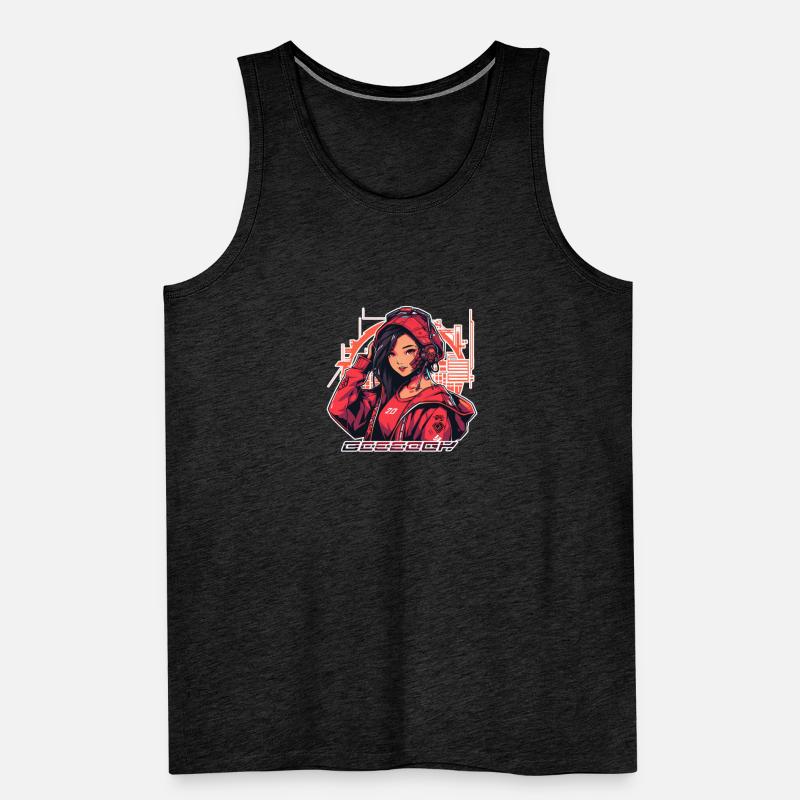 Fille Cyberpunk Asiatique - Kira Débardeur bio Premium Homme