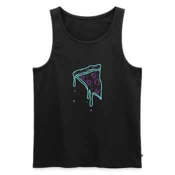 Neon Retro Pizza Time Geschenk - Männer Premium Bio Tank Top - Schwarz - Vorne - AI Model Male 178 light (178cm)