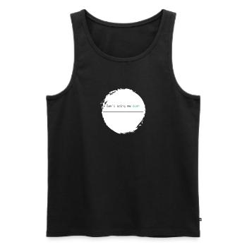 Drôle de dicton - Je ne peux pas me faire descendre bleu - Débardeur bio Premium Homme - noir - Devant - AI Model Male 178 light (178cm)
