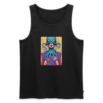 Mystical and Mysterious Pink Half-Woman, Half-Octo - Men's Premium Organic Tank Top - black - Front - Michal (187cm)