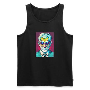 Mysterious Old Man with Glasses - Men's Premium Organic Tank Top - black - Front - AI Model Male 178 light (178cm)