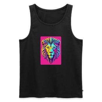 Funky und psychedelisches Löwengesicht - Männer Premium Bio Tank Top - Schwarz - Vorne - Michal (187cm)