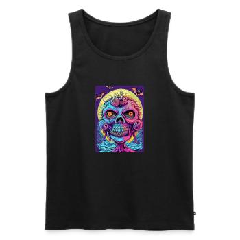 Scary Colored Zombie Witch Face - Men's Premium Organic Tank Top - black - Front - AI Model Male 178 light (178cm)