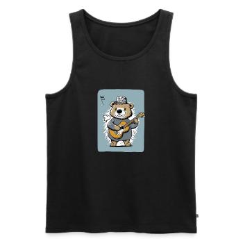 Mignon Childish Bear jouant de la guitare - Débardeur bio Premium Homme - noir - Devant - Michal (187cm)