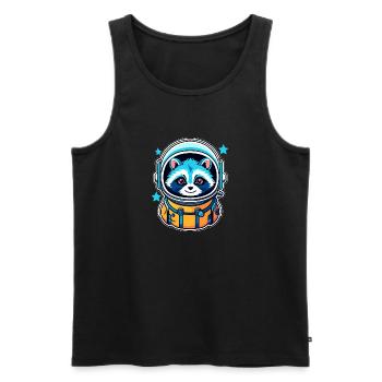 Waschbär Astronaut Illustration - Männer Premium Bio Tank Top - Schwarz - Vorne - Michal (187cm)
