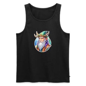 Druid Watercolors - Men's Premium Organic Tank Top - black - Front - AI Model Male 178 light (178cm)