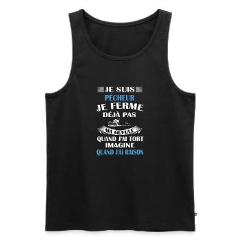 je suis pêcheur t-shirt homme humour passion - Débardeur bio Premium Homme - noir - Devant - Michal (187cm)
