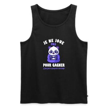 Je ne joue pas pour gagner t-shirt gamer geek - Débardeur bio Premium Homme - noir - Devant - Michal (187cm)