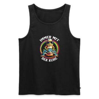 Jetzt nur keinen Stress Frosch und Schildkröte - Männer Premium Bio Tank Top - Schwarz - Vorne - Michal (187cm)