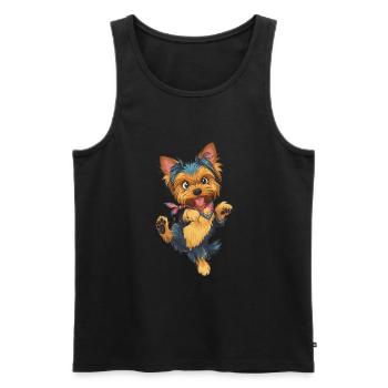 Niedlicher verspielter Yorkie Yorkshire Terrier - Männer Premium Bio Tank Top - Schwarz - Vorne - Michal (187cm)