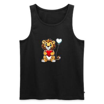 Löwe Herz - Valentinstag - Männer Premium Bio Tank Top - Schwarz - Vorne - Michal (187cm)