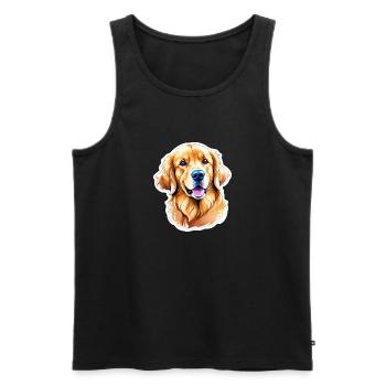 Golden Retriever Wasserfarben - Männer Premium Bio Tank Top - Schwarz - Vorne - Michal (187cm)