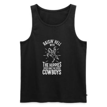 Raisin' Hell With The Hippies And The Cowboys - Männer Premium Bio Tank Top - Schwarz - Vorne - Michal (187cm)