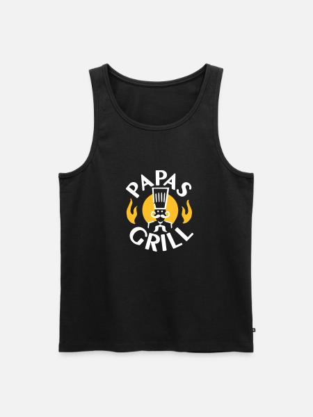 Papas Grill - 3farb - Männer Premium Bio Tank Top - Schwarz