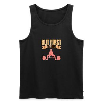 Vintage But First Deadlift Gym Humor Weightlifting - Männer Premium Bio Tank Top - Schwarz - Vorne - AI Model Male 178 light (178cm)