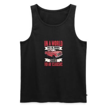 Vintage Car In A World Full Of Trends Choose To Be - Men's Premium Organic Tank Top - black - Front - AI Model Male 178 light (178cm)