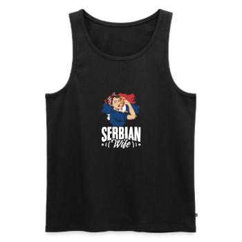 Serbian Wife Srbija's Unbreakable Woman Serbia - Männer Premium Bio Tank Top - Schwarz - Vorne - AI Model Male 178 light (178cm)