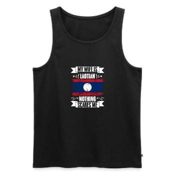 Funny My Wife Is Laotian Nothing Scares Me A - Men's Premium Organic Tank Top - black - Front - Michal (187cm)