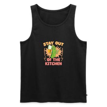 Funny Stay Out Of The Kitchen Pickleball Humor - Men's Premium Organic Tank Top - black - Front - AI Model Male 178 light (178cm)