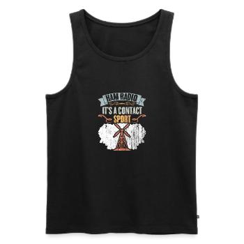 Radio amateur rétro C’est un sport de contact Radio amateur - Débardeur bio Premium Homme - noir - Devant - Michal (187cm)