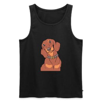Dachshund - Men's Premium Organic Tank Top - black - Front - AI Model Male 178 light (178cm)