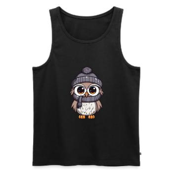 Bande dessinée d’hiver hibou - Débardeur bio Premium Homme - noir - Devant - Michal (187cm)
