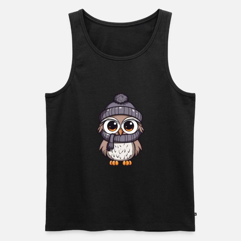 Eule Winter Comic - Männer Premium Bio Tank Top - Schwarz