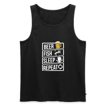Angeln Bier Fisch Schlaf Wiederholung Geschenkidee Geburtstag - Männer Premium Bio Tank Top - Schwarz - Vorne - Michal (187cm)