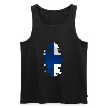 Finnland Flagge Suomi Finnische Fahne Used Look - Männer Premium Bio Tank Top - Schwarz - Vorne - AI Model Male 178 light (178cm)