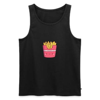 Frites mignonnes Français dans les gribouillis rouges de nourriture de paquet - Débardeur bio Premium Homme - noir - Devant - AI Model Male 178 light (178cm)