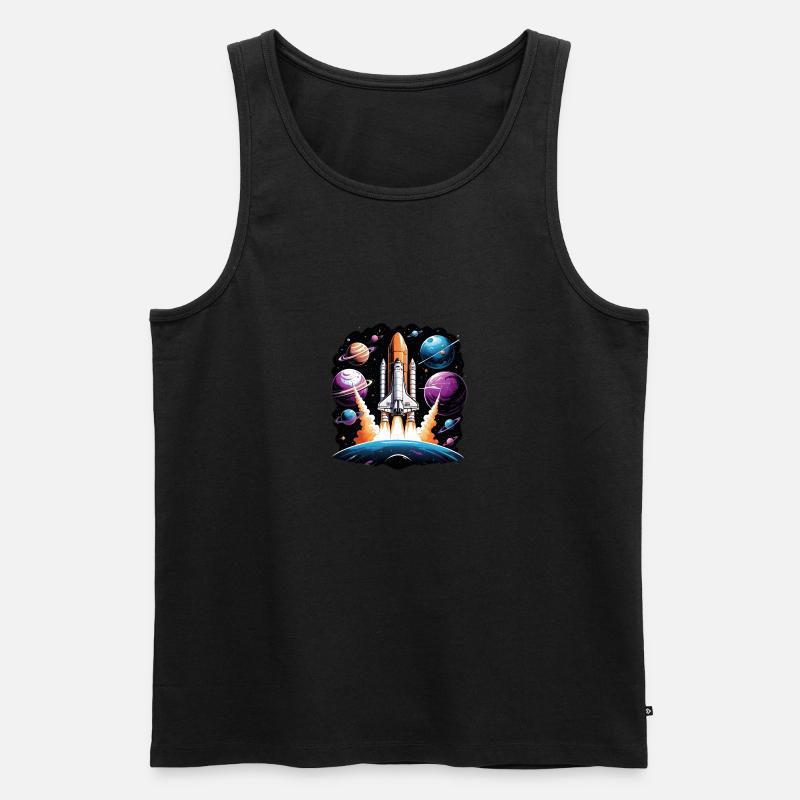 Rocket Astronaut Space Gift SpaceShuttle - Men's Premium Organic Tank Top - black