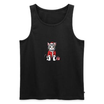 Chat de Noël Père Noël Chat Chat Chat Cadeau - Débardeur bio Premium Homme - noir - Devant - AI Model Male 178 light (178cm)