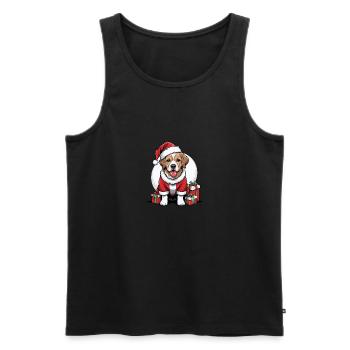 Père Noël chien Père Noël Cadeau chien - Débardeur bio Premium Homme - noir - Devant - Michal (187cm)