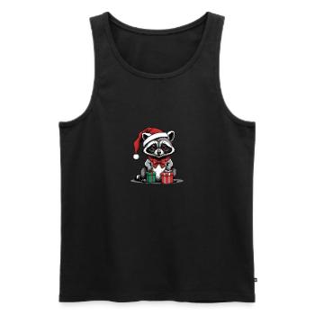 Cadeau de Noël du Père Noël raton laveur - Débardeur bio Premium Homme - noir - Devant - Michal (187cm)