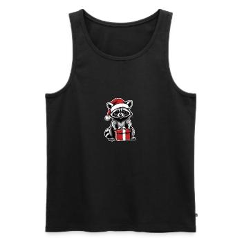 Cadeau de Noël du Père Noël raton laveur - Débardeur bio Premium Homme - noir - Devant - Michal (187cm)