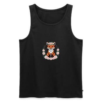 Fox Fox Flowers Cute Gift Animal Love for Women - Men's Premium Organic Tank Top - black - Front - AI Model Male 178 light (178cm)