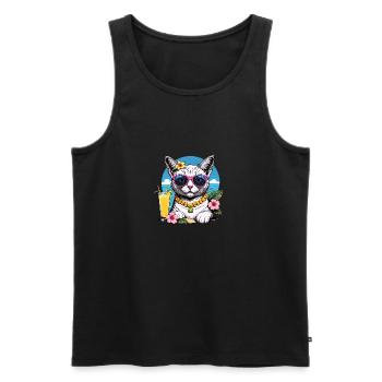 Cat Vacation Vacation Cat Vacation Hawaii Island Sea - Men's Premium Organic Tank Top - black - Front - Michal (187cm)