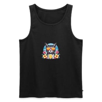 Cat Vacation Vacation Cat Vacation Hawaii Island Sea - Men's Premium Organic Tank Top - black - Front - Michal (187cm)