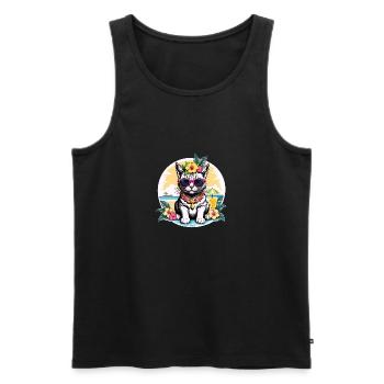 Cat Vacation Vacation Cat Vacation Hawaii Island Sea - Men's Premium Organic Tank Top - black - Front - Michal (187cm)